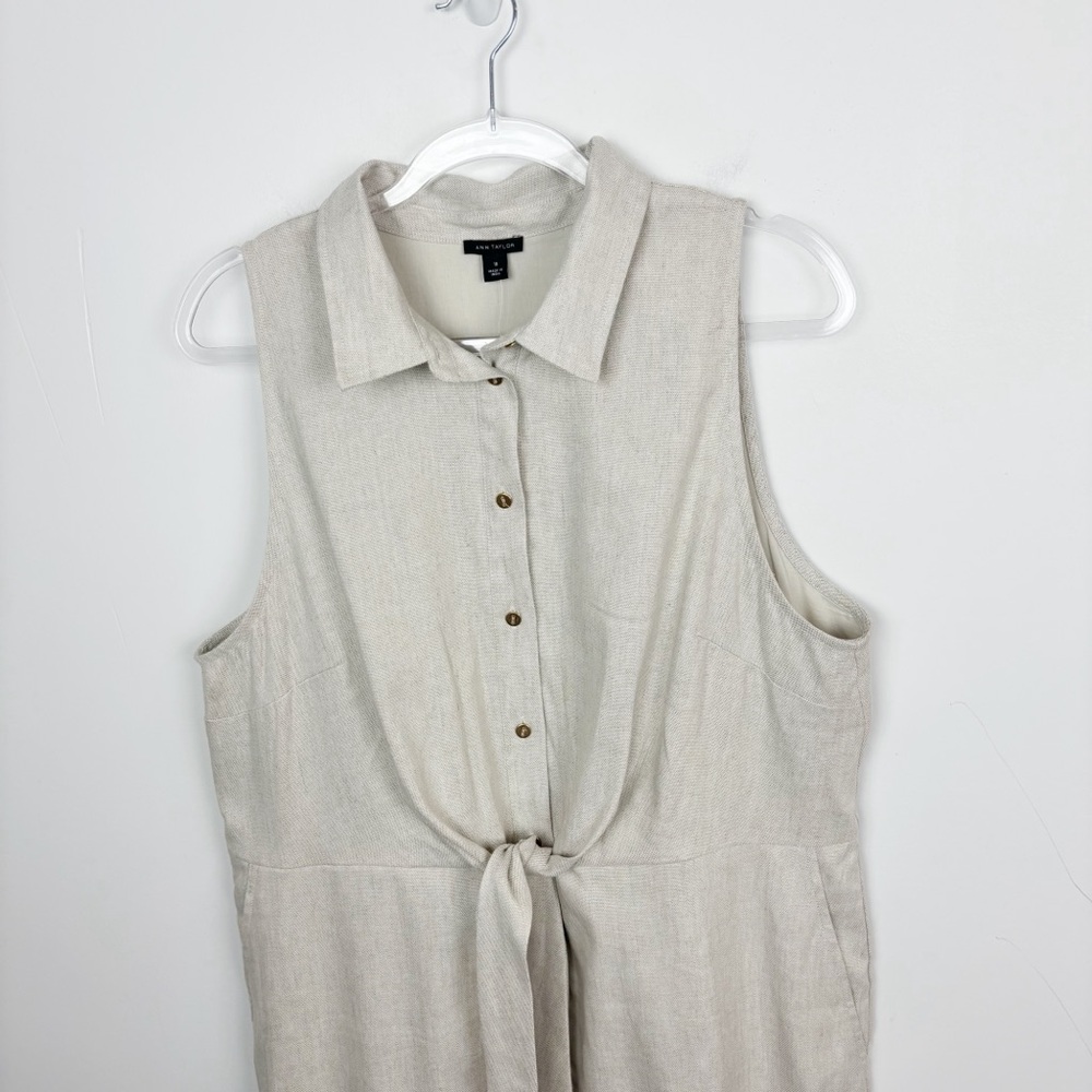 Ann Taylor Linen Blend Collared Sheath Dress Size 18 - Picture 3 of 9